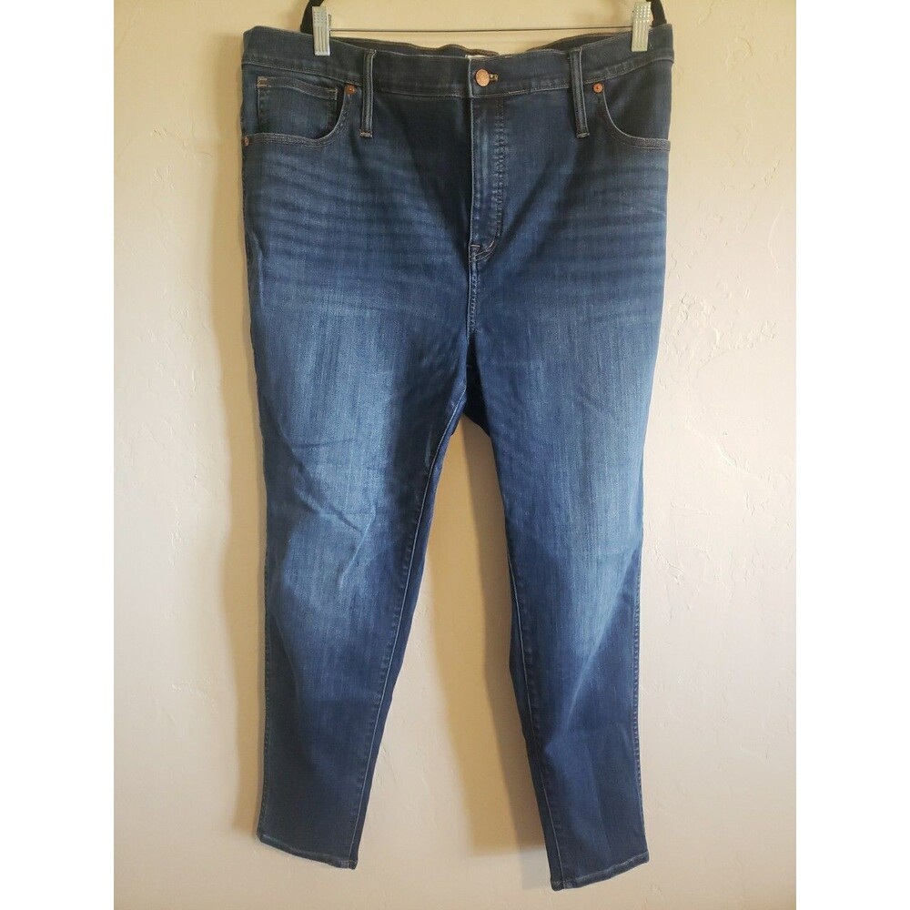 Madewell Jeans Women's Blue Denim 10" High-Rise Skinny Sz. 36 Distressed Biker